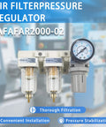 Dual Air Filter And Regulator Combo With Water And Oil Trap Separator And Drying System Pressure Gauge 0 To 150 Psi