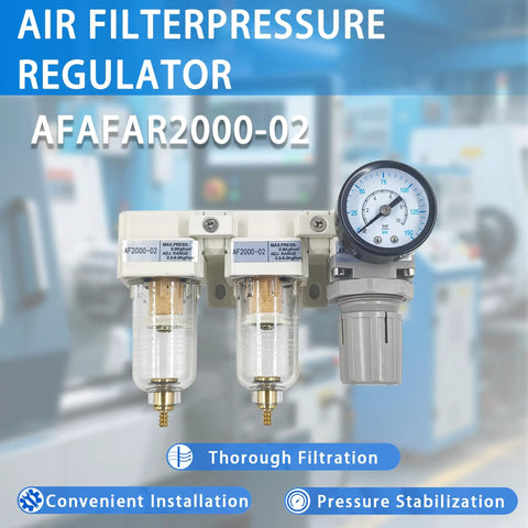 Dual Air Filter And Regulator Combo With Water And Oil Trap Separator And Drying System Pressure Gauge 0 To 150 Psi