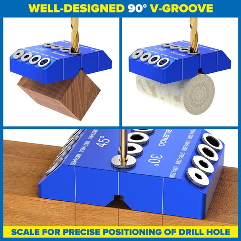 Pro Grade Angled Drill Guide Jig Kit For Wood Posts And Cable Railing with Four Durable Bits all metal drill jig for 30 45 90 degree holes