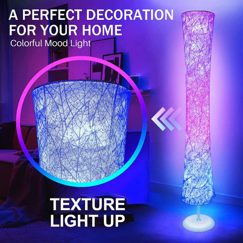 Smart RGB Floor Lamp With Music Sync And 16 Million DIY Colors, 61 Inch Standing Corner Lamp With 3 Color Temperature in living room