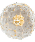 Contemporary Coastal 9 Light Pendant Featuring Legacy Brass Finish And Clean White Ceramic Shades Perfect For Bathrooms Laundry Rooms Or Covered Patios Top Tier Statement Lighting That Nails The Modern Vibe close-up view showcasing floral design and brass accents.