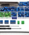 Heavy Duty 152 Pcs PCB Screw Terminal Block Kit With 2.54Mm And 5.0Mm Pitch Multi Pin Connectors Plus Male Header Pins For Breadboard Circuit DIY Electronics Projects Badass Quality Guaranteed in organizer box
