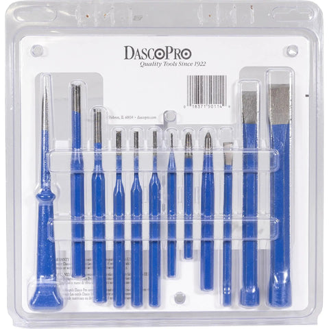 12 Piece Punch And Chisel Kit For Metalworking A Real Workhorse with cold chisels, prick punch, center punch, pin punches, scratch awl