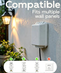 Lockable Waterproof Outdoor Electrical Outlet Cover Box With Key And Drip Proof Weather Shielding For Standard Sockets mounted on textured wall.