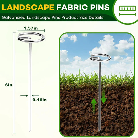 Heavy Duty 6 Inch Galvanized Landscape Staples 8 Gauge 200 Pack For Landscape Fabric Weed Barrier Lawn Yard Sod And Irrigation Tubing Durable Garden Stakes