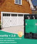 Heavy Duty No Nonsense Multi Function Wall Control Panel For Garage Door Openers Security Plus Two Point Zero view with green backing.