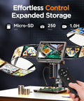 Autofocus 4K Digital Microscope EM4K-AF With AI Auto-Focus, 8 Inch Screen Soldering Microscope For PCB Nerds, Pro Grade Clarity, Fast TOF Sensor, Real-Time Viewing, High Resolution Magnification, remote and PCB board