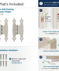 Top Shelf Decorative Butterfly Cabinet Hinges For Offset Doors Sleek Satin Nickel Finish Smooth Free Swing Setup No Sweat Hardware Pair, showing two non self-closing H-type hinges.