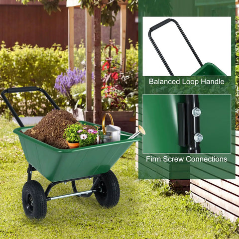 Two Wheel Wheelbarrow Garden Cart With 330 Lbs Capacity And 21 Gallon Volume showing balanced handle and screw detail