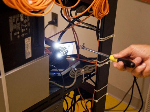 Telescoping LED Lighted Inspection Mirror With 360 Swivel Extends to 33 Inches and Folds to 12 Inches 2x3 Inch Rectangular Mirror