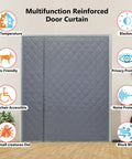 Magnetic Thermal Insulated Door Curtain with thick polyester fiberfill and durable oxford cloth for doors and windows, grey color
