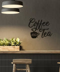 Coffee Bar Decor Metal Sign 12x10 Inch Wall Art Rustic Vintage Black Cup Letter Sign For Cafe Home Office Kitchen Dope Coffee And Tea Vibe Gift Idea Industrial Wall Accent displayed on textured wall above counter with plants