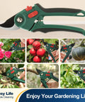 Two Pack Garden Pruning Shears for Quick Clean Cuts and Smooth Trim of Branches, Shrubs, Roses, shown cutting plants