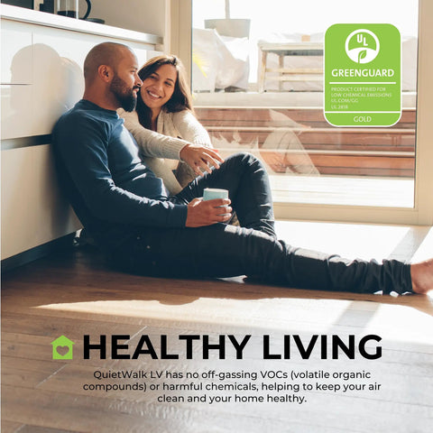360 Sq Ft Flooring Underlayment For Luxury Vinyl Plank And Laminate used in a cozy living space enhancing comfort and air quality.