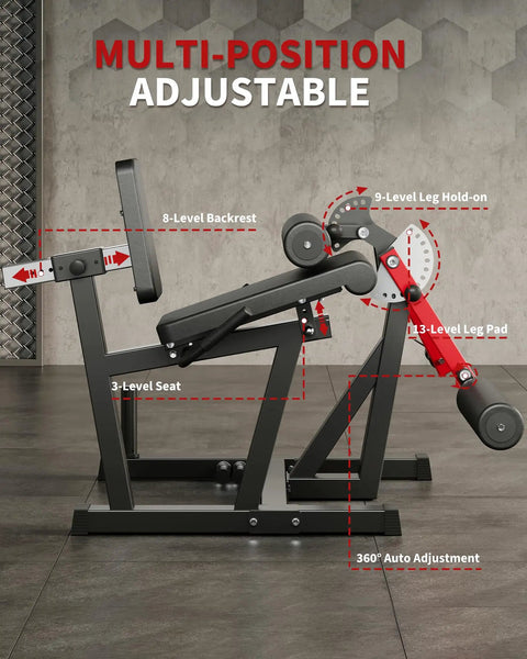 Side view of Leg Extension And Curl Machine With 700 Lbs Capacity Four In One Home Gym, showing multi-position adjustment features.