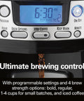 Close-up of control panel for One Press Programmable Dispensing Coffee Maker No Carafe For Fresh Coffee On Demand 12 Cup Capacity