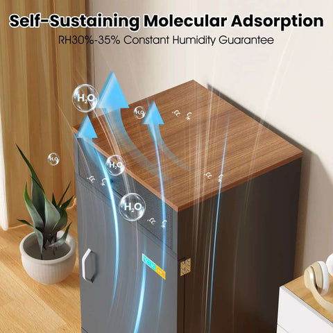 Huge 180L Industrial Sealed Storage Cabinet for 3D Printer Filament with Built-In Dehumidifier in room setting.