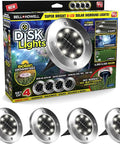 Solar Disk Lights For Outdoor Landscaping And Pathways No Fuss LED Easy Stake Mount Waterproof Stainless Steel Tops Rust Free
