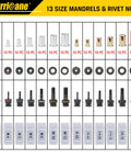 13 mandrels and rivet nuts set from 16 Inch Rivet Nut Tool Kit With Auto Release Nutsert 13 Mandrels And 130 Threaded Rivet Nuts