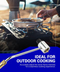 Upgraded 5430 Gas Stove Pressure Regulator Replacement for Coleman propane stoves and grills, shown during outdoor use.