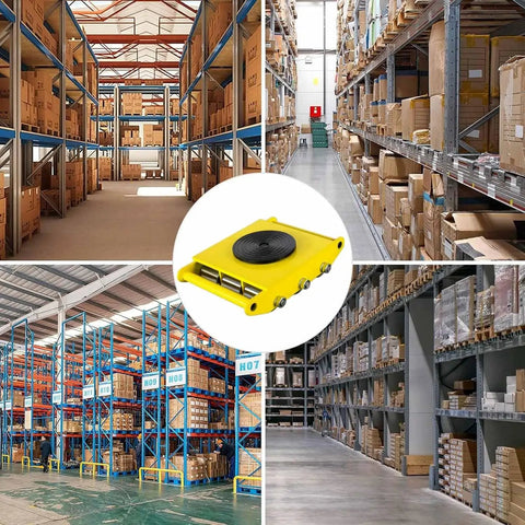Heavy Duty Machinery Mover Skates With Swivel Non Slip Base And Wear Resistant Steel Casters for industrial hauling in warehouse.