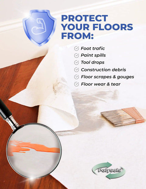 Temporary Floor Protection For Construction 39.5 Inch By 100 Foot Self Adhesive No Tape Required Easy To Install Reusable Floor Covering