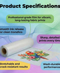 Direct To Film Roll 13 Inch By 328 Feet A3 Plus PET Double Sided Matte Clear 75 Micron Anti Static Hot Peel with colorful print