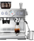 Automatic Espresso Machine With Grinder And 20 Bar Pressure serves espresso shots with built-in grinder and steam wand.