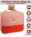 Travel Ready First Aid Bag For Outdoor Adventures Empty Medical Supplies Organizer Kit For Hiking Camping Backpacking And Cycling Water Resistant Pink 600D Oxford Cloth Ultra Lightweight And Portable