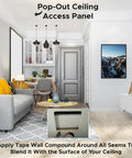 No Sweat 18 x 18 Flush Mount Ceiling Access Panel Built Like A Tank With Glass Fiber Reinforced Gypsum in modern living room setting.