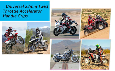 Universal 22mm Seven Eighths Inch Twist Throttle Grip And Cable Kit For Cross Country Dirt And Pit Bikes in action on various terrains