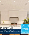 Kitchen with 4-Inch LED Recessed Downlight Retrofit Kit With Pre-Mounted Trim And Standard Base Adapter 2700K Soft White