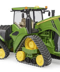John Deere 9620RX Track Belts Tractor Toy Realistic 1 To 16 Scale German Made ABS Plastic Farm Vehicle, front view.