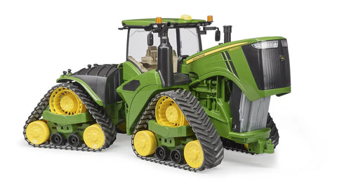 John Deere 9620RX Track Belts Tractor Toy Realistic 1 To 16 Scale German Made ABS Plastic Farm Vehicle, front view.