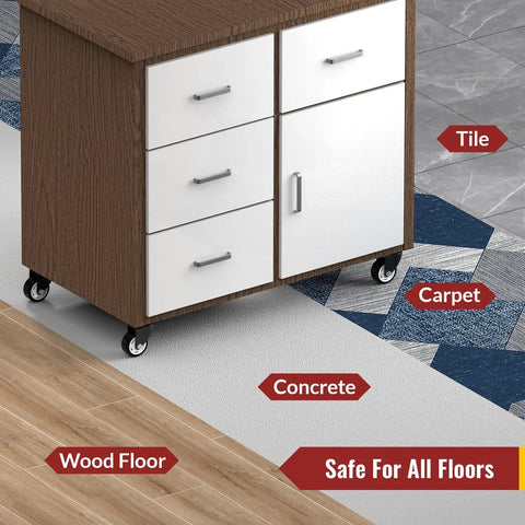 Rock Solid 3 Inch Heavy Duty Swivel Plate Caster Wheels With Smooth Quiet PVC Tires No Brake Design 8 Pack on furniture over various floor types.