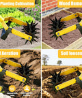2 In 1 Garden Rotary Cultivator With Adjustable Handle For Loosening Soil Aerating The Lawn Reseeding Grass Weeding And Soil Mixing Manual Yard Tiller in action