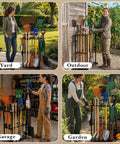 Heavy Duty Freestanding Garden Tool Organizer Rack With 3 Tiers And 14 Hooks Holds 50 Plus Tools Like Rakes Shovels And Brooms