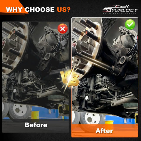 Before and after using Beefed Up Truck Anchor Pin Bushing Driver Kit Three Piece Set with 11.5 and 7 inch drivers.