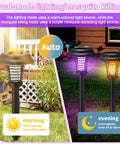 Four Pack Solar Bug Zapper Outdoor Waterproof Mosquito Killer Lights with purple and flame lighting for gardens.