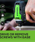 Power Through Anything 24V Brushless Cordless Impact Driver Kit With 1950 In-Lbs Torque, 2600 RPM, forward and reverse function