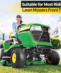 15x6.00-6nhs Beefed Up Lawn Mower Tires and Wheels Set front installed on riding mower, compatible with John Deere