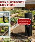 Heavy Duty Black Vinyl Coated Hardware Cloth 1/2 X 48 X 100 Foot 19 Gauge Welded Wire Fence Mesh shown in garden setting.