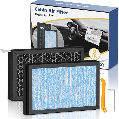 Tesla Model 3 And Model Y Cabin Air Filter Replacement Kit With H13 HEPA Premium Activated Carbon 4 Stage Filtration, 2 Pack Easy Install For 2016 2025, Keeps Your Ride Fresh And Clean Inside.