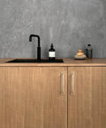 Champagne Bronze Cabinet Pulls With Bead Edge Backplates, 5 Inch Hole Centers, Solid Zinc Alloy Construction, installed on wood cabinets