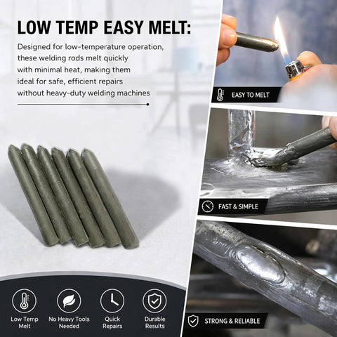 Low Temp Welding Rods Kit For DIY Fixes Flux Core Aluminum Brazing Rods That Melt Easy With A Lighter, 6 pieces on table