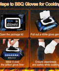 Steps to use BBQ Gloves Set With 50 Disposable Nitrile Gloves And 2 Reusable Cotton Liners For Cooking Food Prep