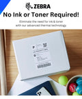 Four Inch Industrial Thermal Transfer Printer 203 Dpi Crisp Print Quality Usb Serial Connection Ink Free Label Maker For Warehouse Shipping showing a package with a shipping label.