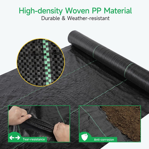 Heavy Duty Weed Barrier Fabric 3ft By 100ft Ground Cover For Garden Yard Pathways, 3.2oz Woven Weed Cloth, tear resistant