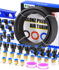 Black Polyurethane Air Hose 6mm OD 4mm ID 32 Meter 100 Foot Kit with fittings and connectors for pneumatic tools