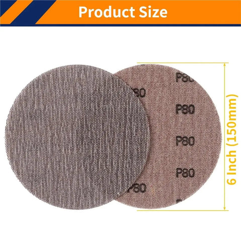 Grab These 50 Piece 6 Inch Mesh Sanding Discs With Hook And Loop Back For Metal Drywall Work Super Smooth Wet Or Dry Grind Finish Power Tool Accessory Essential Grit 80 To 800 with varying textures.